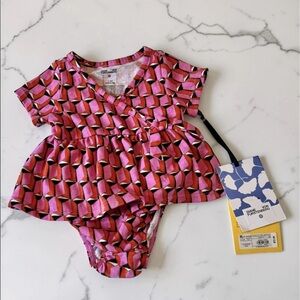 Diane Von Furstenberg x Target Pink Geo 2 Pc Baby Romper Sz 0-3 months
